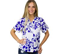 King Kameha Camicia da donna 'Hibiscus White Line' indaco Donna - Abbigliamento - Taglie comode - Camicie e tuniche - Camicette e top King Kameha S