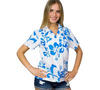 King Kameha Camicia da donna 'Hibiscus White Line' turchese Donna - Abbigliamento - Taglie comode - Camicie e tuniche - Camicette e top King Kameha S