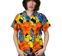 King Kameha Camicia da donna 'Pineapple Hibiscus Black Line' giallo Donna - Abbigliamento - Taglie comode - Camicie e tuniche - Camicette e top King Kameha S