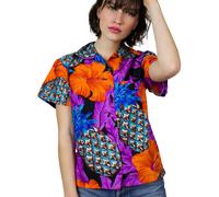 King Kameha Camicia da donna 'Pineapple Hibiscus Black Line' lilla Donna - Abbigliamento - Taglie comode - Camicie e tuniche - Camicette e top King Kameha S