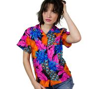 King Kameha Camicia da donna 'Pineapple Hibiscus Black Line' rosa Donna - Abbigliamento - Taglie comode - Camicie e tuniche - Camicette e top King Kameha S