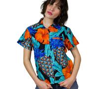 King Kameha Camicia da donna 'Pineapple Hibiscus Black Line' turchese Donna - Abbigliamento - Taglie comode - Camicie e tuniche - Camicette e top King Kameha S
