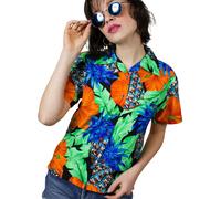 King Kameha Camicia da donna 'Pineapple Hibiscus Black Line' verde Donna - Abbigliamento - Taglie comode - Camicie e tuniche - Camicette e top King Kameha S