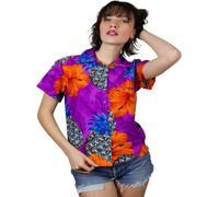 King Kameha Camicia da donna 'Pineapple Hibiscus Shadow Line' lilla Donna - Abbigliamento - Taglie comode - Camicie e tuniche - Camicette e top King Kameha S