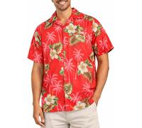 King Kameha Camicia Hawaiana Uomo a Maniche Corte, Small-Flower, Rosa, L