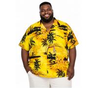 King Kameha Camicia Hawaiana Uomo Maniche Corte - Camicia Uomo Estiva con Stampa Navigare, Camicie Hawaiane da Navigare Leggera e Facile da Lavare - Surf, Yellow, 12XL