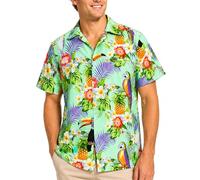 King Kameha Funky-Camicia-Hawaiana, Manica-Corta, Parrot-Cockatoo, Verde-Menta, L