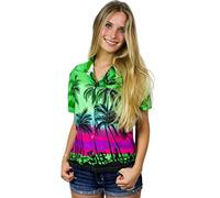 King Kameha Funky-Bluse-Camicie-Hawaiana, Manica-Corta, Beach, Verde, L