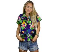 King Kameha Funky-Bluse-Camicie-Hawaiana, Manica-Corta, Parrot-Cockatoo, Viola, XS