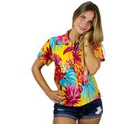 King Kameha Funky-Bluse-Camicie-Hawaiana, Manica-Corta, Pineapple, Giallo, XL
