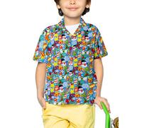 King Kameha Funky-Camicia-Hawaiana, Bambini Ragazzi Natale, Manica-Corta, Christmas-Allover, Blu-Ghiaccio, 6