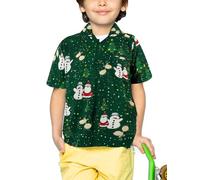 King Kameha Funky-Camicia-Hawaiana, Bambini Ragazzi Natale, Manica-Corta, Christmas-Buddies, Verde, 12