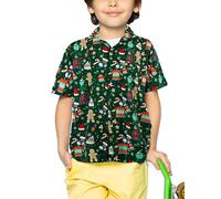 King Kameha Funky-Camicia-Hawaiana, Bambini Ragazzi Natale, Manica-Corta, Christmas-Ginger-Bread, Verde, 6