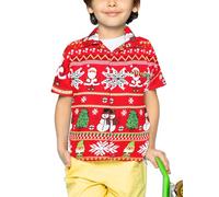 King Kameha Funky-Camicia-Hawaiana, Bambini Ragazzi Natale, Manica-Corta, Christmas-Rows, Rosso, 4