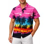 King Kameha Funky-Camicia-Hawaiana, Manica-Corta, Beach, Rosa-Eclettico, 5XL