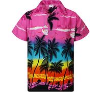 King Kameha Funky-Camicia-Hawaiana, Manica-Corta, Beach, Rosa-Eclettico, XL