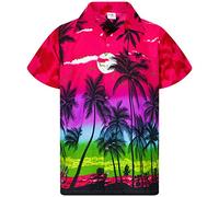 King Kameha Funky-Camicia-Hawaiana, Manica-Corta, Beach, Rosa, S