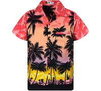 King Kameha Funky-Camicia-Hawaiana, Manica-Corta, Beach, Rosso-Eclettico, XL