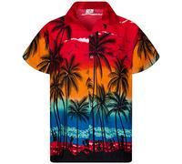 King Kameha Funky-Camicia-Hawaiana, Manica-Corta, JK-Beach, Rosso, 3XL