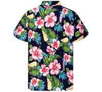 King Kameha Funky-Camicia-Hawaiana, Manica-Corta, JK-Hibiscus-New, Blu-Navy, XS