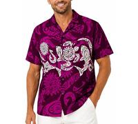 King Kameha Funky-Camicia-Hawaiana, Manica-Corta, Maori-Chest, Viola, M