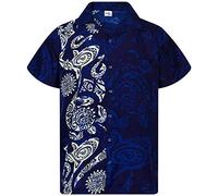 King Kameha Funky-Camicia-Hawaiana, Manica-Corta, Maori-Wedding, Blu, 4XL