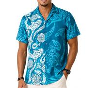 King Kameha Funky-Camicia-Hawaiana, Manica-Corta, Maori-Wedding, Turchese, S