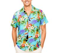 King Kameha Funky-Camicia-Hawaiana, Manica-Corta, Parrot-Cockatoo, Blu-Chiaro, M
