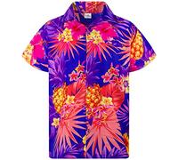 King Kameha Funky-Camicia-Hawaiana, Manica-Corta, Pineapple, Blu-Scuro, L