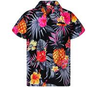 King Kameha Funky-Camicia-Hawaiana, Manica-Corta, Pineapple, Nero-Grigio, L