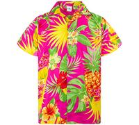 King Kameha Funky-Camicia-Hawaiana, Manica-Corta, Pineapple, Rosa, XXL