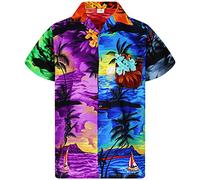 King Kameha Funky-Camicia-Hawaiana, Manica-Corta, Surf, Colori-Misti-Casuali, 9XL