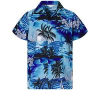 King Kameha Funky-Camicia-Hawaiana, Manica-Corta, Surf, Turchese-Scuro, 3XL