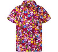 King Kameha Funky-Camicia-Hawaiana, Natale, Manica-Corta, Christmas-Allover, Rosa, M