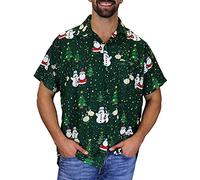 King Kameha Funky-Camicia-Hawaiana, Natale, Manica-Corta, Christmas-Buddies, Verde, 3XL