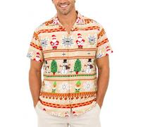 King Kameha Funky-Camicia-Hawaiana, Natale, Manica-Corta, Christmas-Rows, Beige, XS