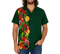 King Kameha Funky-Camicia-Hawaiana, Natale, Manica-Corta, Christmas-Wedding, Verde, XL