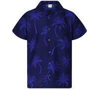 King Kameha Funky Camicia Hawaiana, Palmshadow, Blu, 5XL