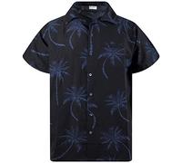 King Kameha Funky Camicia Hawaiana, Palmshadow, Nero, 6XL