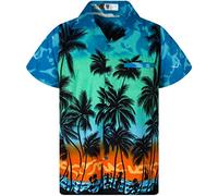King Kameha Funky Camicia-Hawaiana Uomo Manica-Corta Elegante Palme Tropicali per Le Vacanze al Mare Unisex