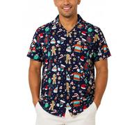 King Kameha Funky Camicia-Hawaiana Uomo Manica-Corta Natale X-mas Pan-di-Zenzero Unisex