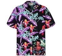 King Kameha Paradise Found Camicia hawaiana da uomo, a maniche corte, con stampa hawaiana Magnum Tom Selleck