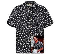 King Kameha Paradise Found Camicia hawaiana da uomo, a maniche corte, con stampa hawaiana Magnum Tom Selleck, Tom Selleck Dragonfly Nero, M