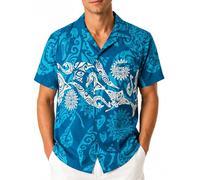 King Kameha Taglie Forti Camicia Hawaiana Uomo Maniche Corte - Camicia Estiva Aloha con Stampa Maori, Leggera e Facile da Lavare