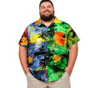 King Kameha Taglie Forti Camicia Hawaiana Uomo Maniche Corte - Camicia Estiva Aloha con Stampa Navigare, Leggera e Facile da Lavare
