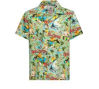 King Kerosin Camicia tropicale in stile hawaiano Aop "Lago di Garda" KKU45058 S Verde