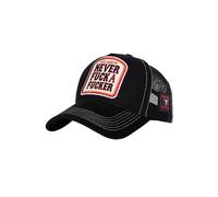 King Kerosin Cappellino da uomo in rete Lucki Maurer Ludwig Maurer Limited Edition Rocker Biker Star Koch Statement Stitching Never Fuck A Fucker, Nero , Taglia unica