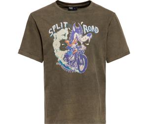 King Kerosin Maglietta lavata a olio "Split Road" KKU41064 3XL Verde