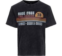 King Kerosin Maglietta "Ride Free" lavata ad olio KKU41063 M Nero