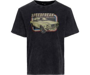 King Kerosin Maglietta "Speed Freak" lavata ad olio KKU41062 L Nero